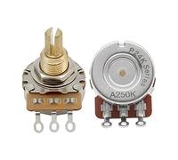 FLEOR Long Brass Shaft Control Pots A250K Audio Taper Potentiometers 24 Spline Split Shaft D3/8" for Electric Guitar Control Volume Tone, Pack of 12