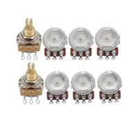 FLEOR Long Brass Shaft Control Pots A500K+B500K Potentiometers Set 24 Spline Split Shaft D3/8" for Electric Guitar Control Volume Tone (Set of 4A4B)