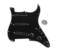 FLEOR Prewired Pickguard SSS Load Pickguard with Alnico 5 Hot Dual Rail Humbucker Pickups Set,Black