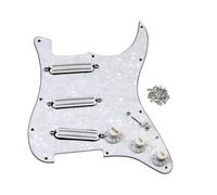FLEOR Prewired Pickguard SSS Load Pickguard with Alnico 5 Hot Dual Rail Humbucker Pickups Set,White Pearl