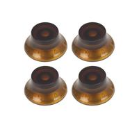 FLEOR Set of 4 Top Hat Volume Tone Speed Control Knobs White Letter for LP & SG Accessories, Amber
