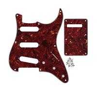 FLEOR Set of 8 Hole SSS Pickguard and Guitar Backplate with Screw for Vintage ST Style Guitar Parts Replacement,4Ply Red Tortoise Shell