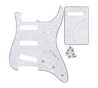 FLEOR Set of Electric Guitar SSS Style Pickguard with Back Plate Mounting Screws for USA/MEX ST Guitar Part,4Ply White Pearl