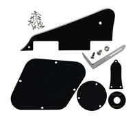 FLEOR Set of LP Pickguard/Control Backplate/Selector Switch Cover/Toggle Switch Ring/Truss Rod Cover/Black Bracket/Mounting Screws for LP Standard Guitar,Black 3Ply