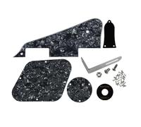 FLEOR Set of LP Pickguard/Control Backplate/Selector Switch Cover/Toggle Switch Ring/Truss Rod Cover/Black Bracket/Mounting Screws for LP Standard Guitar,Black Pearl 4Ply