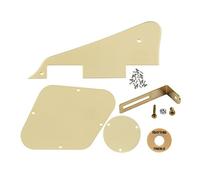FLEOR Set of LP Pickguard/Control Cavity Cover/Selector Switch Backplate/Toggle Switch Ring/Golden Bracket/Mounting Screws for LP Style Guitar, 1Ply Cream
