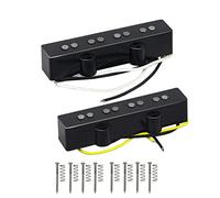 FLEOR Set of Vintage Alnico V 4 String Bass Pickup Neck & Bridge Pickup Fiber Bobbin Cloth Wirings for JB J Bass