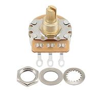 FLEOR Short Brass Shaft Control Pots A250K Audio Taper Potentiometers 24 Spline Split Shaft D3/8" for Electric Guitar Control Volume Tone, Pack of 12