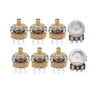 FLEOR Short Brass Shaft Control Pots A250K+B250K Potentiometers Set 24 Spline Split Shaft D3/8" for Electric Guitar Control Volume Tone (Set of 4A4B)