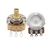 FLEOR Short Brass Shaft Control Pots B500K Linear Taper Potentiometers 24 Spline Split Shaft D3/8" for Electric Guitar Control Volume Tone, Pack of 12