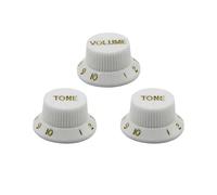 FLEOR Speed Control Knob 1 Volume 2 Tone Guitar Knob Set Fit Fender Strat-style Electric Guitar Parts, White