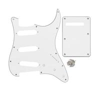 FLEOR SSS 11-Hole Electric Guitar Pickguard with Backplate and Pickguard Screws Set for ST Style Guitar Part,3Ply Ivory White