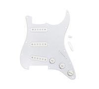 FLEOR SSS Pickguard with 48/50/52 Pickup Covers /2T1V Control Knob Tips for ST Guitar Part, White