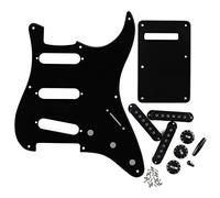 FLEOR SSS ST Guitar Pickguard Scratch Plate Set & 3-52mm Pickup Cover & 2T2V Konbs Tips,Black