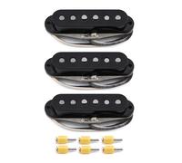 FLEOR Vintage Style Alnico 5 Handwound Single Coil Pickup N+M+B Guitar Pickups Set,Black