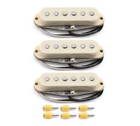 FLEOR Vintage Style Alnico 5 Handwound Single Coil Pickup N+M+B Guitar Pickups Set,Cream
