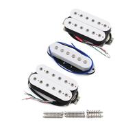 FLEOR White HSH Humbucker Pickup Set Ceramic Humbuckers & Flat Pole Single Coil Guitar Pickups