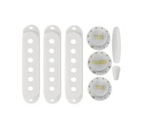 FLEOR White Plastic 52/52/52mm Single Coil Pickup Cover 2T1V Tone Volume Control Knobs Switch Tip Bar Tip Set