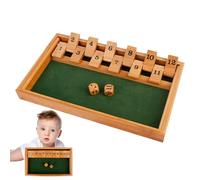 flep Number Game - Wooden Shut Box Dice Set, Twelve Digit Scoring Panels, Simple Rules Fast Learning Play, Portable Classic Table Game | Engaging Skill Activity for Children Adults Social Gatherings