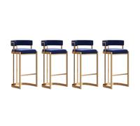 FLEPYHB Breakfast Bar Stools Set of 4, Modern Velvet Counter Height Barstools with Metal Legs and Footrest, Upholstered Bar Chairs for Kitchen Counter, Home and Restaurants