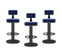 FLEPYHB Velvet Barstools Set of 3, 360° Swivel Breakfast Bar Stools with Footrest and Back, Counter Height Bar Chairs for Kitchen Island, Home and Restaurants, Easy to Assembly