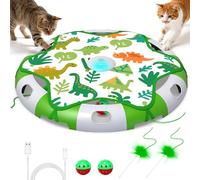 FLERDMAU Interactive Cat Toy, Rechargeable Automatic Cat Toy, Cat Games with Mobile Feather & Bird Song & Cat Bell, Indoor Toys for Kittens and Cats Adults