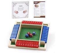 Flero Shut The Box - 4 Player Dice Game - 8 Dice - Tactics and Calculation Game (Blue & Red) - Board Game, Educational Toy, Educational Game for Children and Adults