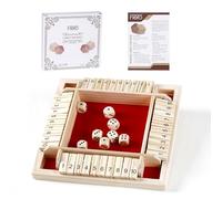 Flero Shut The Box - 4 Player Dice Game - 8 Dice - Tactics and Calculation Game (Red) - Board Game, Educational Toy, Educational Game for Children and Adults
