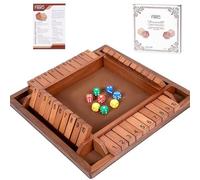 Flero Shut The Box - 4 Player Dice Game - Tactics and Calculation Game (Brown) - Board Game, Educational Toy, Educational Game for Children and Adults - 8 Dice