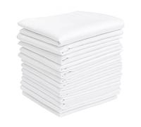 flesco Men Handkerchiefs 12 Pack - Premium Soft Mens Cotton Pocket Square,Gents Handkerchiefs Large, White Handkerchiefs, Checkered Groom Handkerchiefs,for Prom Weddings Office & Parties (White)