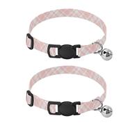 Flesh Pink Checkerboard Collar For Small Dogs 5-15Lbs Quick Release Buckle Male Dog Collars 2 Pcs