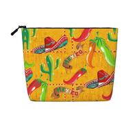 Fleshiness Hat and Chili Pepper Print Toiletry Bag Cosmetic Bag Large Capacity Travel Makeup Bag for Women for Daily Use Travel