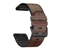 Fleshy Leaf 22mm Band Compatible for Garmin Fenix 7/6/ 6 Pro,Fenix 5/5 Plus,Approach S60 S62,Forerunner 935 945, WristbandSoft Genuine Leather Hybrid Silicone Sweatproof Wristband Strap (coffee)