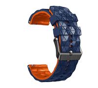 Fleshy leaf 22mm Football pattern Quick Release Soft Silicone Strap,Compatible with Samsung Gear S3 Frontier/Gear S3 Classic/Galaxy Watch 46mm/Ticwatch Pro/S2/E2/Huawei Watch GT (Midnight blue-orange)