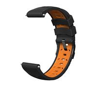 Fleshy Leaf 22mm Quick Release Soft Silicone Replacement Strap,Band for Samsung Gear S3 Frontier/Gear S3 Classic/Galaxy Watch 46mm,Compatible with Ticwatch Pro/S2/E2/Huawei Watch GT (Black-Orange)