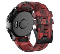 Fleshy Leaf 26mm Camouflage Silicone Band Compatible for Garmin Fenix 7X,Fenix 6X,Fenix 6X Pro,Fenix 5X,Fenix 5X Plus/Fenix 3/3 HR,Quick Release Strap Wristband (Camouflage red)