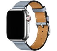 Fleshy Leaf Compatible for Apple Watch Leather Band 49/46/45/44/42mm Genuine Leather Strap Replacement for iWatch Band Series 11, 10, 9, 8, 7, 6, 5, 4, 3, Ultra 2/3, SE (42mm/44mm/45mm, Blue)
