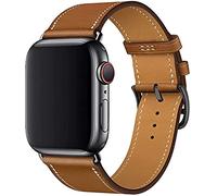 Fleshy Leaf Compatible with Apple Watch Band Series SE 7 6 5 4 3 2 1 45mm 41mm 44mm 40mm 42mm 38mm, Genuine Leather Replacement Band for iWatch (38mm/40mm/41mm, Brown Boucle)
