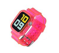 Fleshy Leaf Compatible with Apple Watch Bands Series SE 7 6 5 4 3 2 1, Clear Soft Silicone Strap with Bumper Protective Cases for Apple Watch Series 42/44/45 mm 38/40/41 mm (42/44/45 mm, Rose)