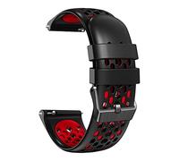 Fleshy Leaf universal 22mm five-hole Quick Release Soft Silicone Strap,Compatible with Samsung Gear S3 Frontier/Gear S3 Classic/Galaxy Watch 46mm/Ticwatch Pro/S2/E2/Hua wei Watch GT (black-red)