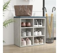 fleta shoe storage bench with 6 shelves in concrete effect