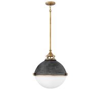 Fletcher 3 Light Pendant Light - Aged Zinc & Heritage Brass