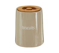 Fletcher Biscuit Canister Beige Wooden Brown Lid Tapered Design Organiser