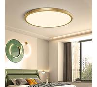 FLETERGIB 12 Inch Gold LED Ceiling Light, 3000K Warm White, 24W Gold Flush Mount Ceiling Light, 3200LM Round Low Profile Ceiling Lights for Bedroom, Living Room, Dining Room