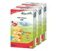Fleur Alpine Baby Biscuit OAT Cereal Taste, 3 x 120g I Whole Grain Food Snack for Toddlers from 9 months I 18 x 2 Biscuits