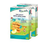 Fleur Alpine Baby Biscuits With Apple Juice - 12x2 Yummy Organic Baby Snacks for Delicious Smooth Breakfast Porridge Or Daytime Snack | Easy Whole Grain Snack Biscuits with No Added Sugar | 6 Mths