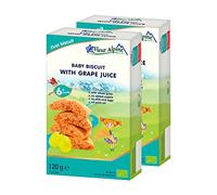 Fleur Alpine Baby Biscuits with Grape Juice - 12x2 Yummy Organic Baby Snacks for Delicious Smooth Breakfast Porridge Or Daytime Snack | Easy Whole Grain Snack Biscuits with No Added Sugar | 6 Mths