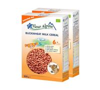 FLEUR ALPINE Organic Buckwheat Milk Baby Cereal - Baby Porridge Pack of 2 for Deliciously Smooth Breakfast Meals | Nutritious Instant Gluten Free Cereal 6+ Months with No Added Sugars | 2x5 Servings