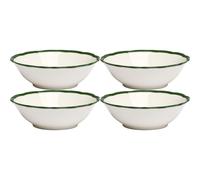 Fleur Bowl 15 cm Set of 4 White/Dark Green