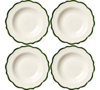 Fleur Bowl 23 cm Set of 4 White/Dark Green
